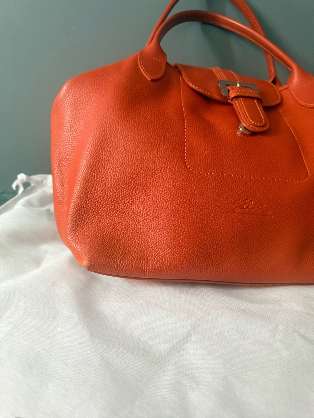 Longchamp Orange Leather Top-Handle Tote bag - Picture 8 of 9